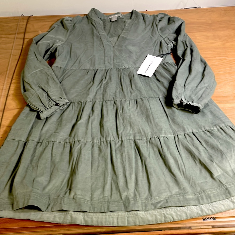 New! Lucky Brand Sage Green Corduroy Dress L